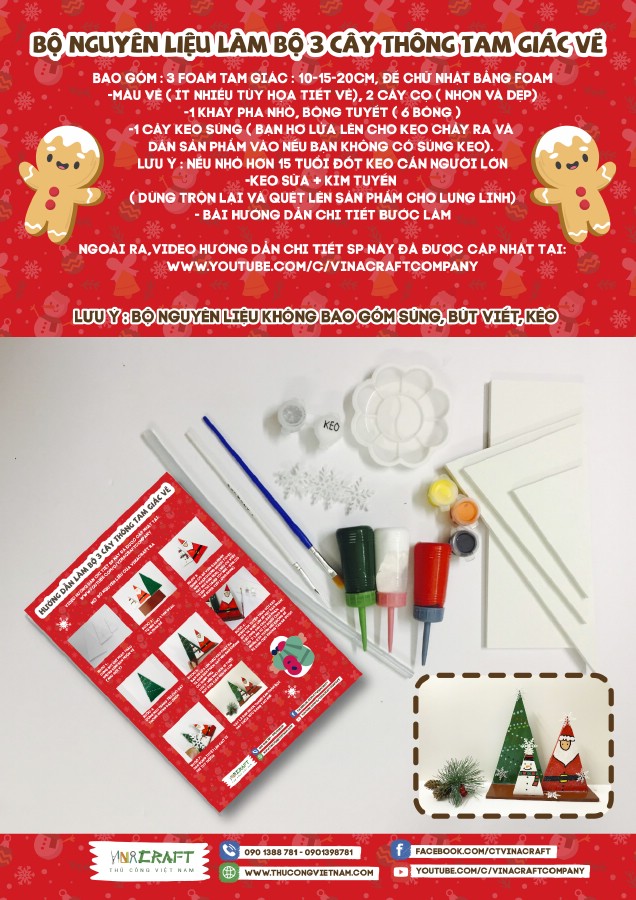 Kit 3 Cây Thông Tam Giác Vẽ Tay